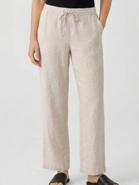 Christian Berg Pure Linen Draw String Elastic Waist Pants Size 42 Fits Large